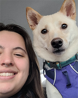 cali and her boyfriend's shiba inu, penny